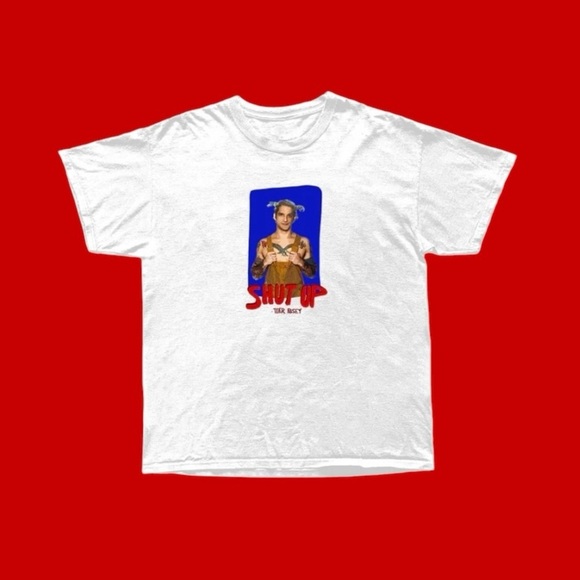 Tyler Posey "Shut Up" Graphic Band Tee Signed Unisex Shirt In White - Picture 3 of 8
